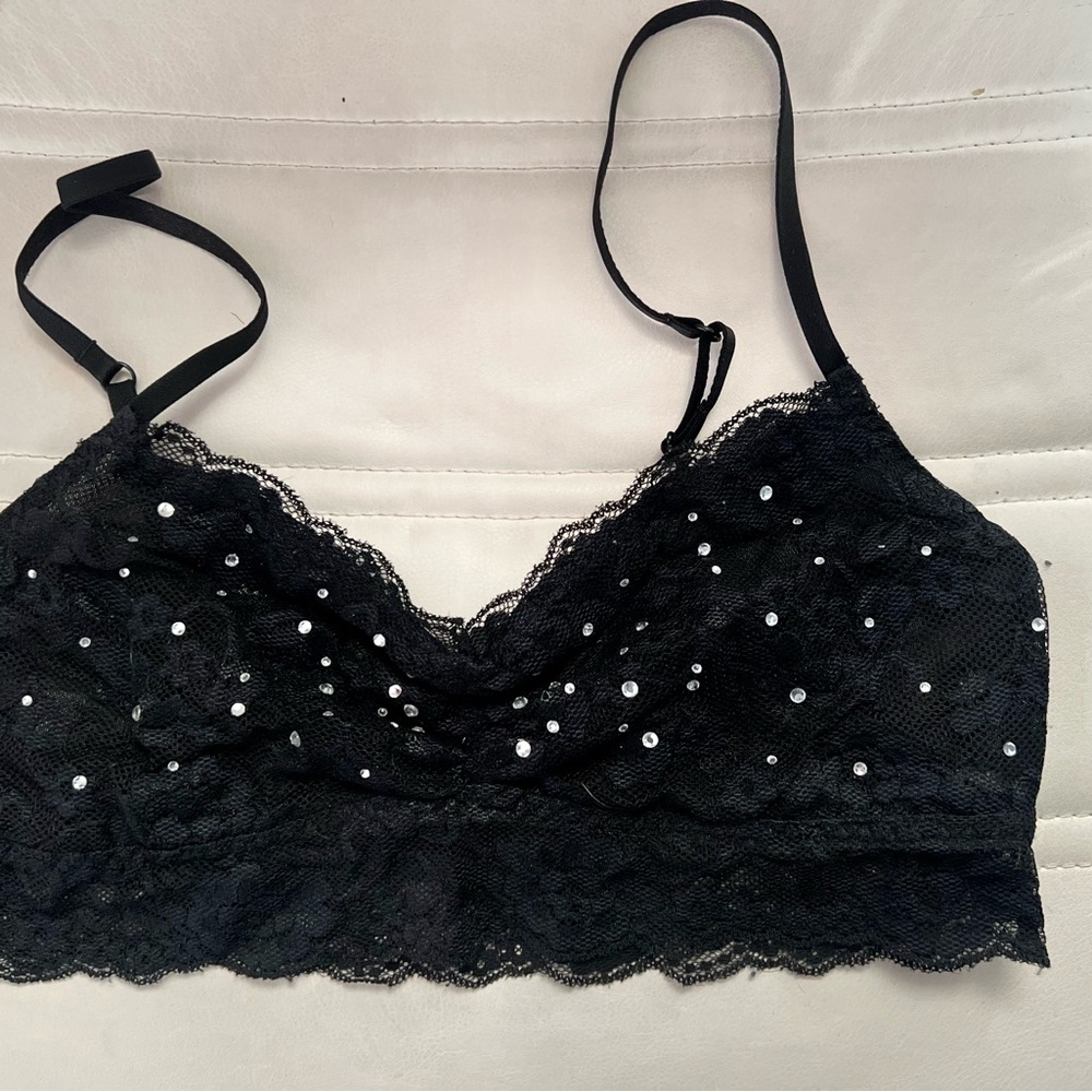 Black Lace Bandeau with Sequins